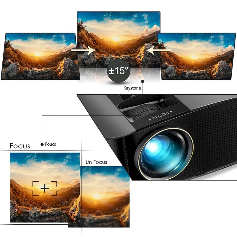 GooDee Projector, 2023 Dolby Native 1080P Video Projector, 15000L Outdoor Movie Projector, 230" Supported Home Projector, Compatible with Fire TV Stick, PS4, HDMI, VGA, AV and USB, Black (YG600) - Image 4